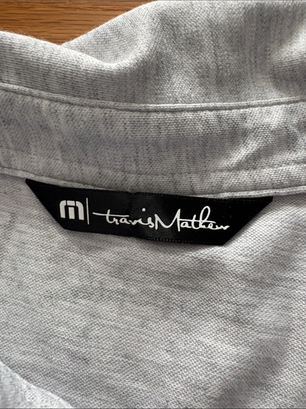 TravisMathew Men’s Heather Gray Polo with Subtle Chest Logo - Picture 4 of 7